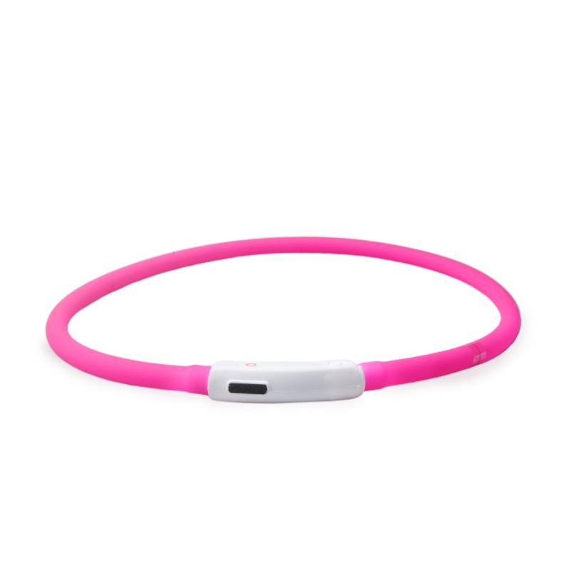 Silicone Cuttable LED Illuminated Dog Collar - USB Rechargeable - Pink