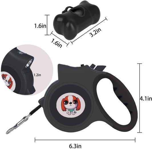 LED Lighted Retractable Nylon Dog Leash - Blue