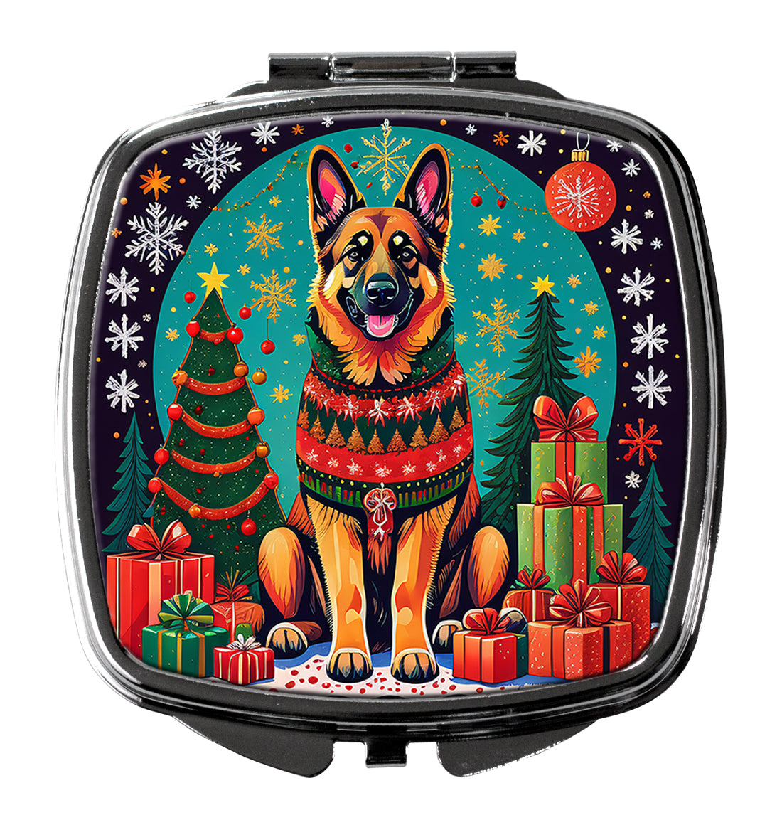 German Shepherd Christmas Compact Mirror