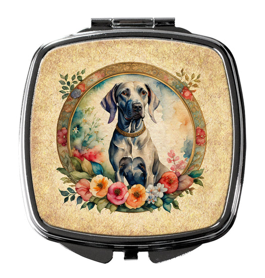 Weimaraner and Flowers Compact Mirror
