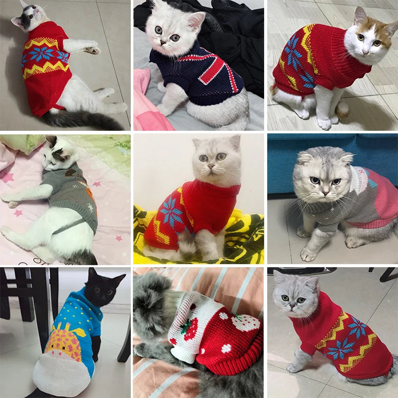 Christmas Cat Sweater Winter Warm Pet Costume for Cats
